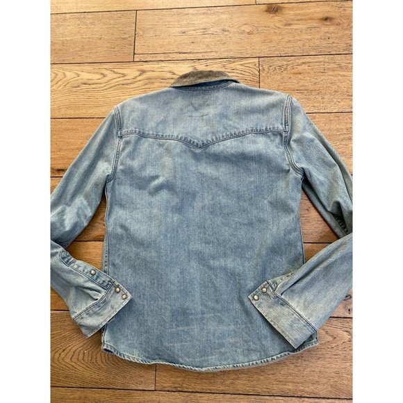 All Saints Men's Reed Regular Fit Blue Denim Shirt - Picture 9 of 10